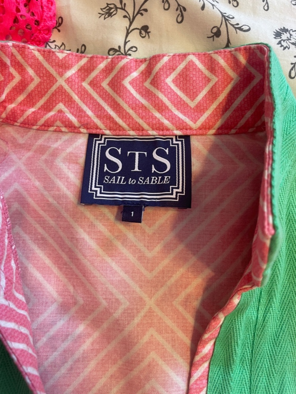 Sail to Sable Coral-Pink Tunic dress with Mint Green Trim - Picture 4 of 6